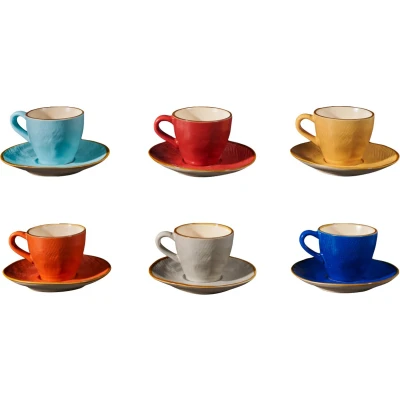 Afbeelding van Vivi Oggi Gekleurde Espressokopjes met schotel set van 6 1 of