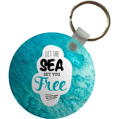 Afbeelding van Sleutelhanger Zomer Spreuken Quotes Plastic Rond Uitdeelcadeautjes