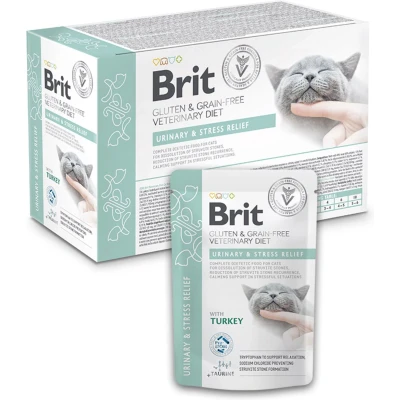 Afbeelding van Brit Grain Free Veterinary Diet Urinary &amp; Stress Relief Pouch 12 x 85 gram