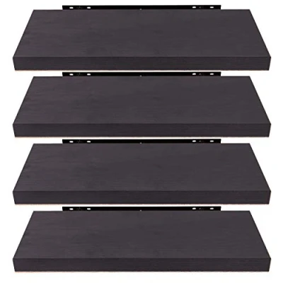 Afbeelding van EUGAD 0127QJ 4 Wandplank, muurplank, set van hangplanken, houten plank, modern, zwart, houtdecoratie, 100 x 22,9 3,8 cm