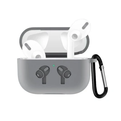 Afbeelding van AirPods Pro / 2 siliconen hoesje met karabiner haak Grijs