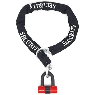 Afbeelding van Radikal RK72120L Anti diefstal Motorfiets Dubbele functie 2 in 1 Lus systeem Ketting 120 cm en Mini U beugelslot 14mm Schijfvergrendeling