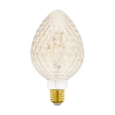 Afbeelding van EGLO Ledlamp, E27, dimbaar, groot, amberkleurig, gestructureerd, halfgroot, retro verlichting, kaarsvorm, 2,5 watt (komt overeen met 20 watt), 200 lumen, warm wit, 2200 Kelvin, Ø 9,3 cm