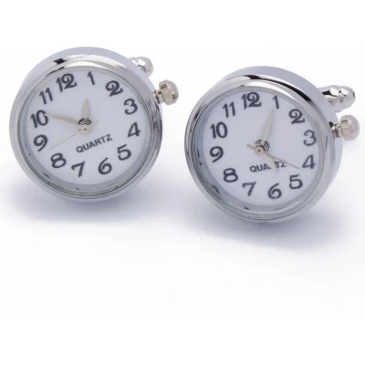 Afbeelding van Manchetknopen Echt Horloge Wit met Witte Wijzerplaat Rond