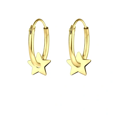 Afbeelding van JoyS Zilveren ster oorbellen oorringen 14k goudplating