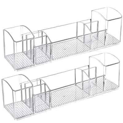 Afbeelding van Belle Vous 2 Pak Plastic Organiser Dozen met 8 Compartimenten Doorzichtig Opslag Bakken voor Cosmetica, Make up, Toiletspullen &amp; Accessoires, Ideaal Dressoir, Lade, Keuken/Kelder Badkamer