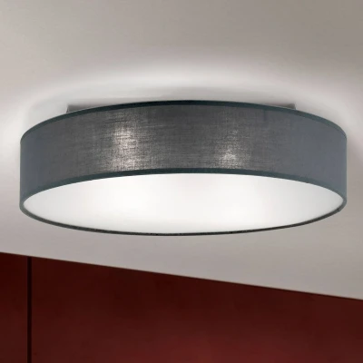 Afbeelding van ORION Grijze plafondlamp Ufo met linnen lampenkap