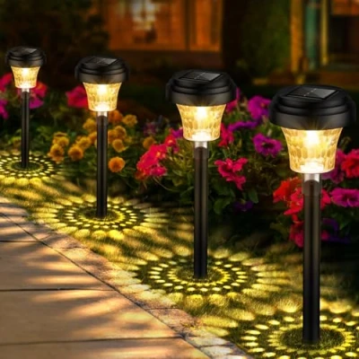 Afbeelding van FOMYHEARD zonnelamp voor buiten, tuin, 8 stuks, met warm licht en 7 RGB kleuren, IP65, waterdicht, verlichting zonne energie, paden, decoratie tuin