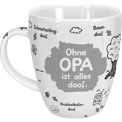 Afbeelding van Sheepworld mok Ohne Opa ist alles doof porselein, 45 cl voor koffie en thee, met spreuk, verjaardag 45136