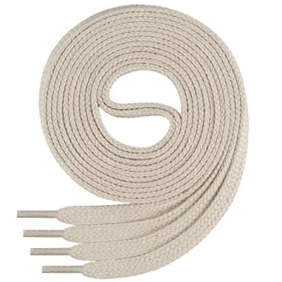 Afbeelding van Di Ficchiano Platte veters; van 100% katoen, voor sneakers en sportschoenen, zeer scheurvast, circa 7 mm breed lichtbeige 140