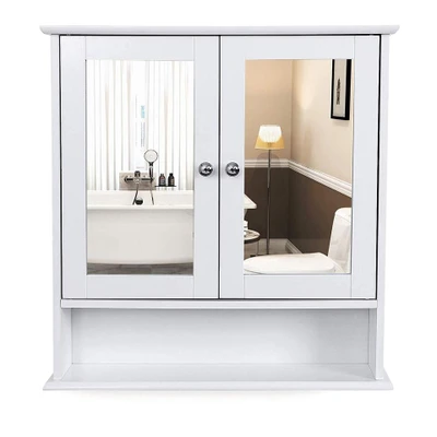 Afbeelding van ACAZA Badkamerkast met twee spiegels 56x13x58 cm wit