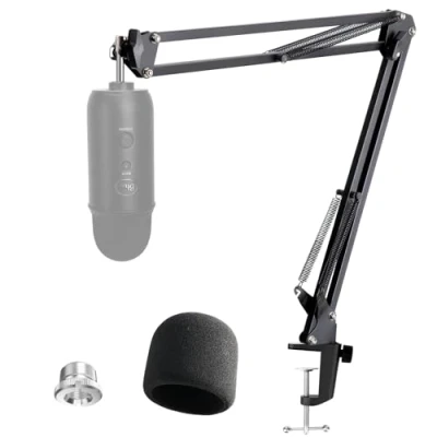 Afbeelding van YOUSHARES Blue Yeti Professionele microfoonhouder, verstelbaar, met microfoonkap, compatibel popfilter voor Yeti/Yeti Pro microfoon
