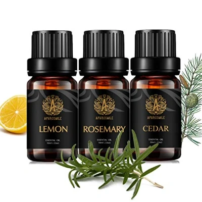 Afbeelding van 100% pure citroen etherische olie set voor het maken van kaarsen, 3 x 10 ml aromatherapie ceder kit massage, therapeutische kwaliteit rozemarijn, diffuser