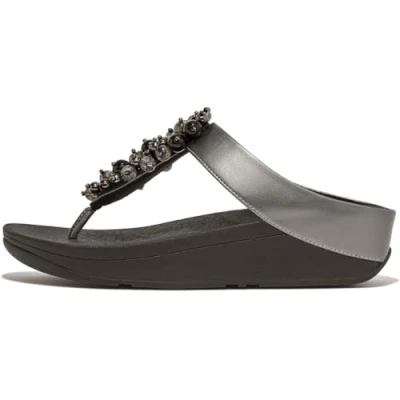 Afbeelding van FitFlop Women Fino Bauble Bead Toe Post Sandals Pewter Black Schoenmaat 39