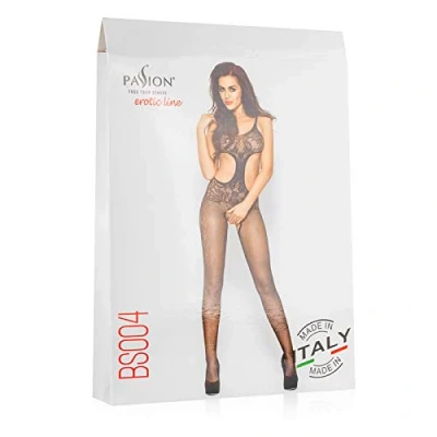 Afbeelding van Netstof Bodystocking Met Open Kruis Zwart Passion