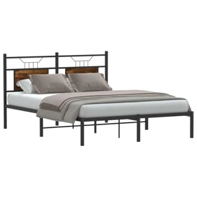 Afbeelding van Bedframe bewerkt hout gerookt eikenkleurig 140x200 cm