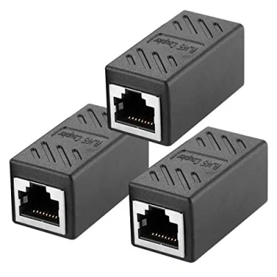 Afbeelding van RJ45 koppeling, connector Cat7 Cat6 Cat5e Ethernet koppeling netwerkkabel Vrouwelijk naar Extender Adapter (3 Pack Zwart)