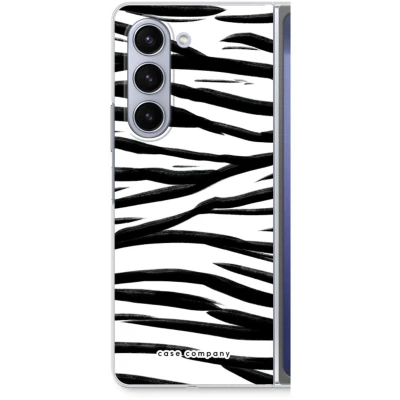 Afbeelding van Case Company® hoesje geschikt voor Samsung Galaxy Z Fold5 Zebra pattern Soft Cover Telefoonhoesje Bescherming aan alle Kanten en Schermrand