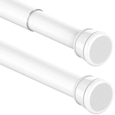 Afbeelding van Douchestang, 1 stuk, zonder boren, douchegordijnstang, telescoopstang voor kasten, badkamer, kledingkast, 110 200 cm, wit (diameter 25 mm)