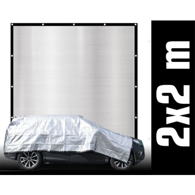 Afbeelding van 99% Schaduw 2x2m Aluminium Zonnezeil Reflecterende Zonnescherm voor Auto Hond Camping