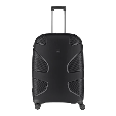 Afbeelding van IMPACKT IP1 koffer met 4 wielen van gerecycled materiaal, duurzame reiskoffer verwisselbare klikwielen, Lava Black, 76 cm (Größe L), Casual