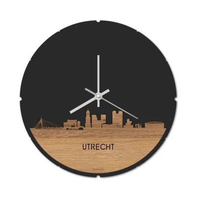 Afbeelding van Skyline Klok Rond Utrecht Eiken