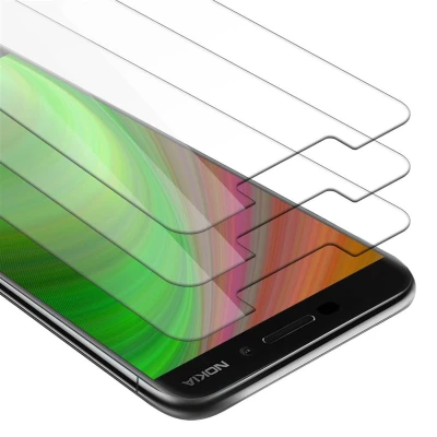 Afbeelding van Cadorabo 3x Screenprotector geschikt voor Nokia 6.1 Beschermende Pantser Film in KRISTALHELDER Getemperd (Tempered) Display beschermend glas 9H hardheid met 3D Touch