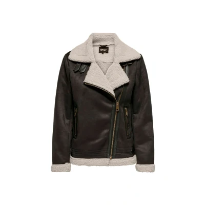 Afbeelding van ONLY Onlnewdiana Aviator Imitatieleren jas, Dames, Maat: XL, Chocolate torte