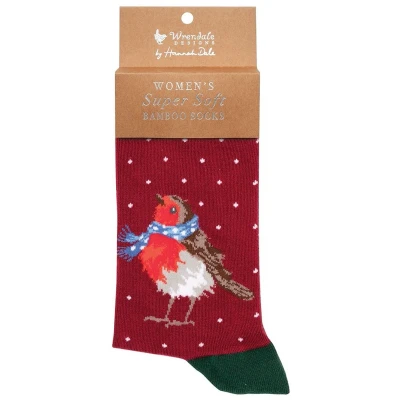 Afbeelding van Wrendale kerstsokken &#039;Season&#039;s Tweetings&#039; Robin Socks ​ Sokken Roodborst