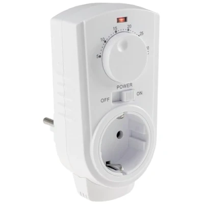 Afbeelding van Thermostaat stopcontact met temperatuurregelaar, stekkerthermostaat voor verwarming, ventilator, infraroodverwarming, koelapparaten, analoge draaiknop