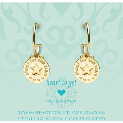 Afbeelding van Heart to Get 925 Sterling Zilveren Goudkleurige Bohemian Coin Star Oorbellen Goud