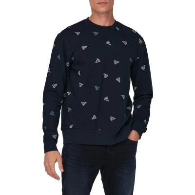 Afbeelding van ONLY &amp; SONS sweater ONSBERNARD met all over print donkerblauw