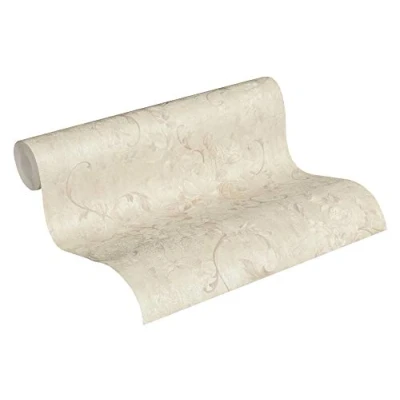 Afbeelding van Klassiek BLOEMEN BEHANG creme taupe zilver A.S. Création Romantico