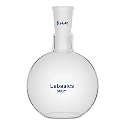 Afbeelding van Labasics Glazen 500 ml Kookkolf met Enkele Hals, Platte Bodem, 24/40 Standaard Taps Toelopende Buitenverbinding,