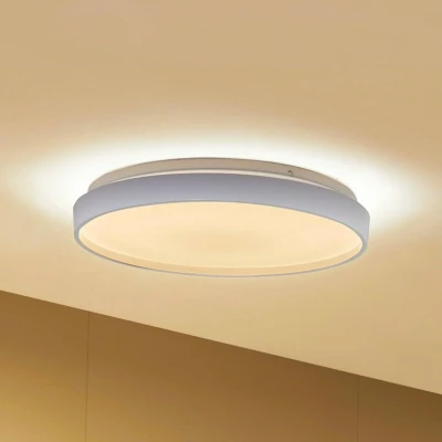 Afbeelding van Lindby Slimme plafondlamp RGB met dimmer 1licht Plastic, metaal H: 6.5 cm wit Inclusief lichtbron