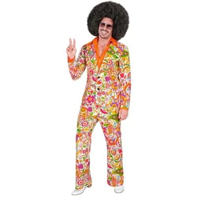 Afbeelding van Widmann Hippie Kostuum Super 60s Peace And Flower 2delig Man Multicolor Large Carnavalskleding Verkleedkleding