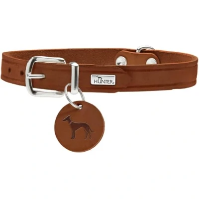 Afbeelding van HUNTER Aalborg halsband SM verstelbaar: 37 43 cm Breedte 1,8 cognac 100% zacht Rundleer