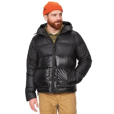 Afbeelding van Marmot Heren Guides Down Hoody, Licht donsjack, warme winterjas, waterafstotende gevoerde jas, winddicht jack, opvouwbare outdoorjas met capuchon, Black, XXL