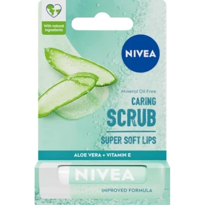 Afbeelding van NIVEA 2 in 1 aloë vera Lip Scrub (4,8 g), verzorgende lippenbalsem met en vitamine E, exfolieert zacht voor superzachte lippen, intensieve lipverzorging, geen noodzaak om af te vegen