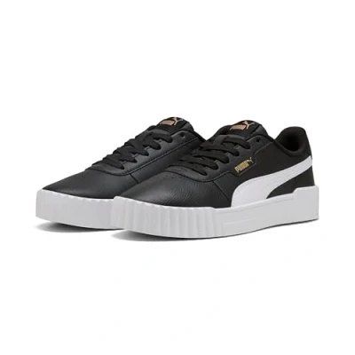 Afbeelding van PUMA Dames Carina 3.0 Sneaker, Zwart Wit Goud, 8.5 UK, 42.5 EU