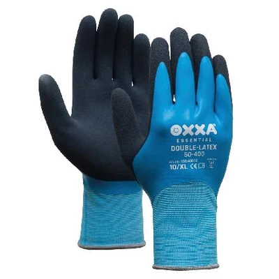 Afbeelding van Werkhandschoen waterdicht latex gecoat, 10/XL, FH, Blauw Geschikt voor Veehouderij