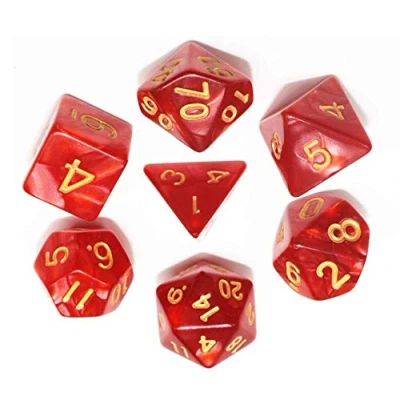 Afbeelding van BOBOZHONG Polyedrische dobbelstenen, 7 stuks, gelaagd polyhedral D &amp; voor Dungeons And Dragons DND, RPG, tafelspellen, MTG, rood