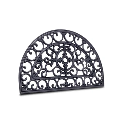 Afbeelding van Hanse Home Deurmat rubber, 45 x 75 cm, antislip en weerbestendig, voor buiten, vuilvangmat, gietijzeren look, binnen halfrond, hal, terras, entree, cm