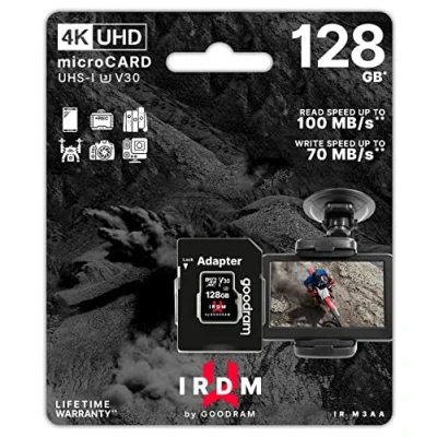 Afbeelding van Micro SD Memory Card with Adaptor GoodRam IRDM M3AA 128 GB Black