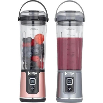 Afbeelding van Ninja Blast 530ml set van 2 draagbare blenders, lekvrije deksel en drinktuit, sterke snoerloze mini blender, oplaadbaar, smoothies, proteïneshakes, blend ijs bevroren fruit, BC151UKEUGV
