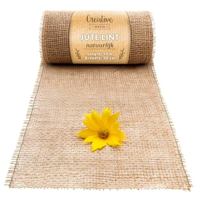 Afbeelding van Creative Deco Jute Lint Rol 30 cm Breed 10 m Lang DIY Kunst &amp; Handwerk Verpakking