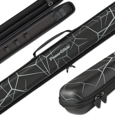 Afbeelding van PowerGlide Snooker Pool of Biljart Cue Case Svartur Noir Soft Touch EVA Buitenkant Handvat &amp; Schouderriem Foam Interieur Bevestigingslussen Zakken Past op volledige grootte 2 delige