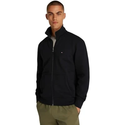 Afbeelding van Tommy Hilfiger Essential Stand Collar Sweater met rits, Heren, Maat: Small, Black