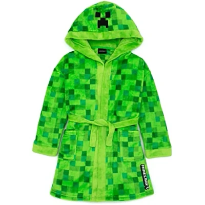 Afbeelding van Minecraft Dressingjurk Pixelated Creeper gamer cadeau jongens badjas, groen, 13 14 Jaar