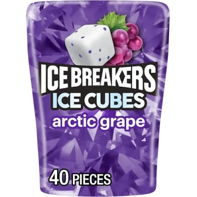 Afbeelding van Ice Breakers Cubes Arctic Grape Suikervrije kauwgom, gemaakt van xylitol (3,24 oz) fles (40 stuks)